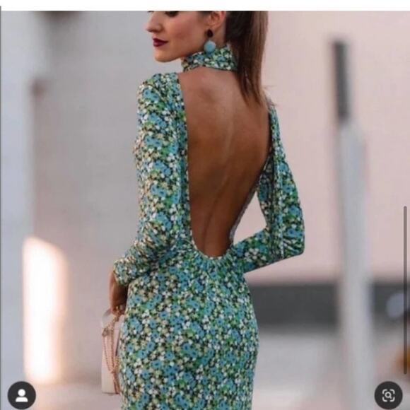 Zara Midi Floral Dress Size Medium - Picture 6 of 16